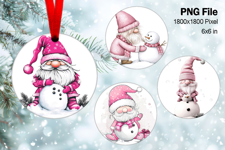 Gnome Santa Christmas Ornament Snow Decorate Sublimation_136