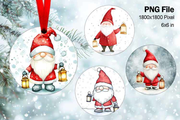 Gnome Santa Christmas Ornament Snow Decorate Sublimation_138