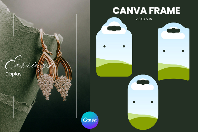 Earrings Display CANVA FRAME Card Template Jewelry Holder_14