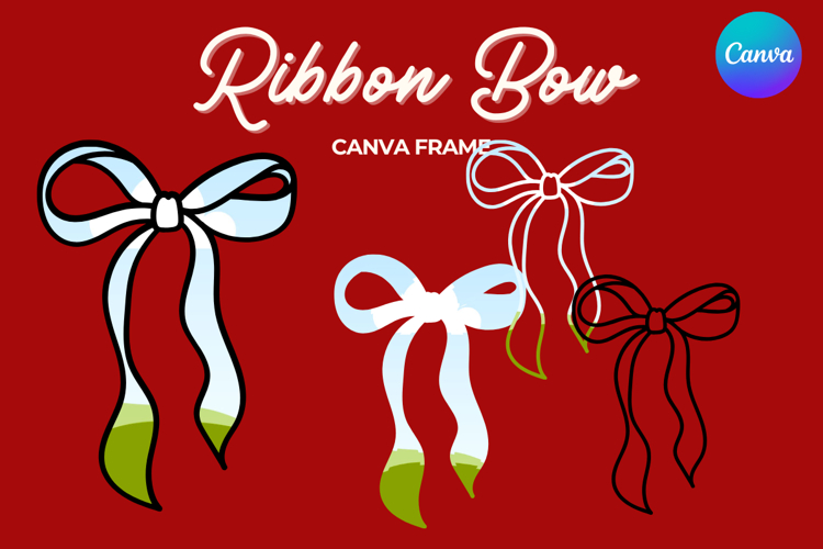 Coquette Bow Canva Frame Hand-Drawn Ribbon Mom life Design
