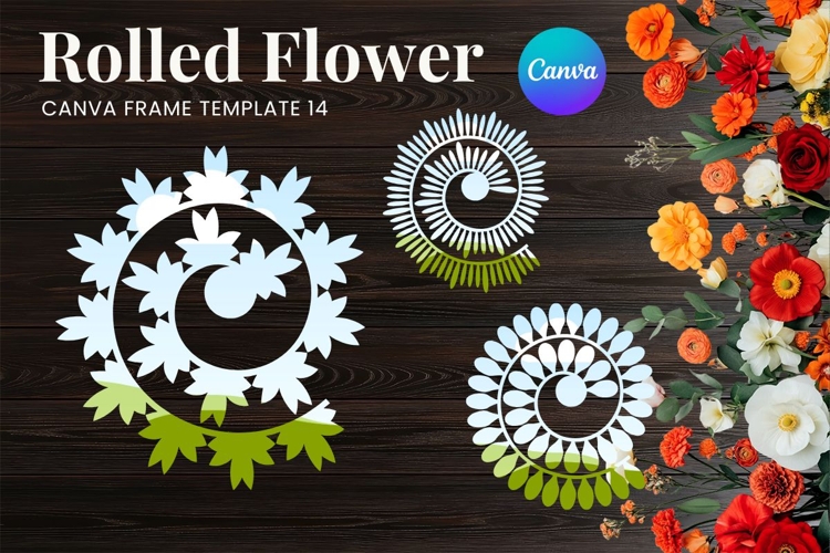 Rolled Flower Canva Frame Paper Flowers Canva Template_14