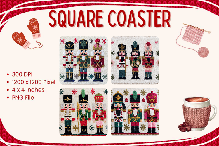 Christmas Knit Square Coasters Crochet Accessories Keychain