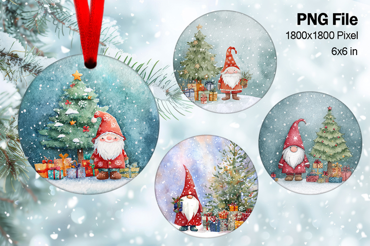 Gnome Santa Christmas Ornament Snow Decorate Sublimation_141