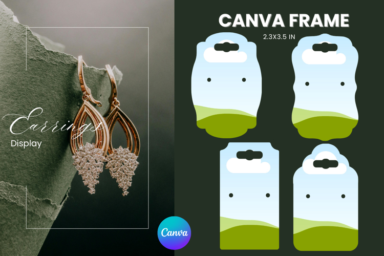 Earrings Display CANVA FRAME Card Template Jewelry Holder_15