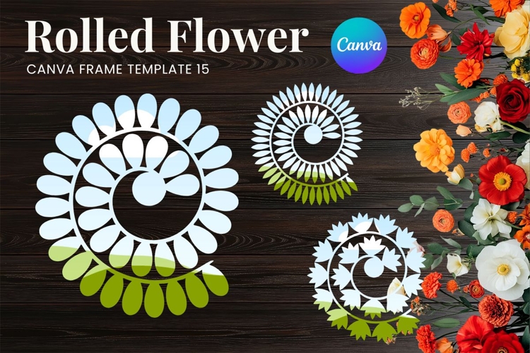 Rolled Flower Canva Frame Paper Flowers Canva Template_15