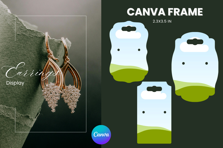 Earrings Display CANVA FRAME Card Template Jewelry Holder_16