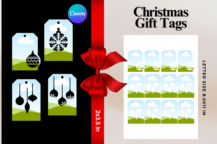 Christmas Gift Tags Canva Frame DIY Labels Editable Bag Tag