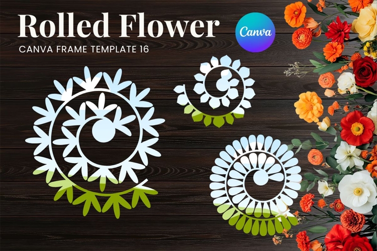 Rolled Flower Canva Frame Paper Flowers Canva Template_16