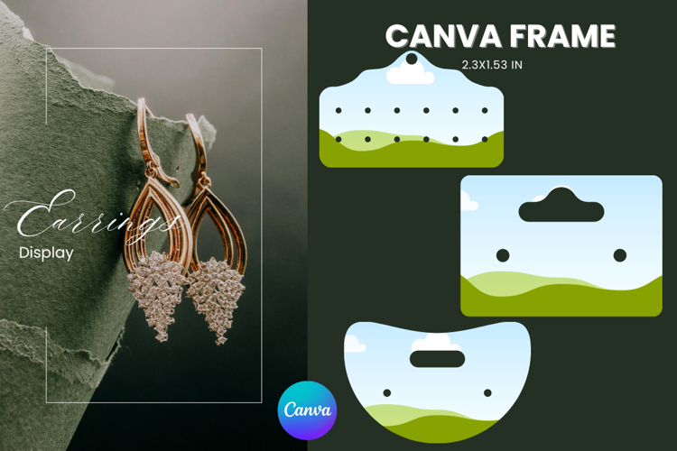 Earrings Display CANVA FRAME Card Template Jewelry Holder_17