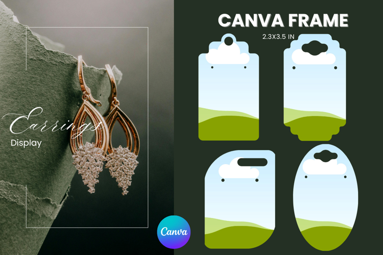 Earrings Display CANVA FRAME Card Template Jewelry Holder_17