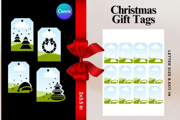 Christmas Gift Tags Canva Frame DIY Labels Editable Bag Tag