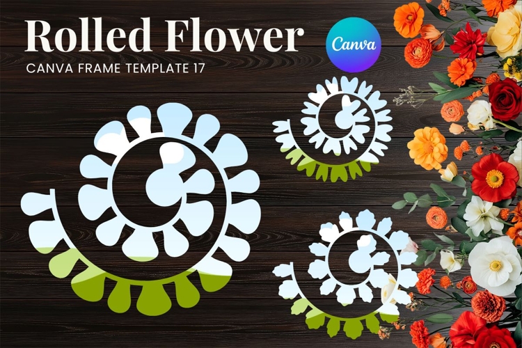 Rolled Flower Canva Frame Paper Flowers Canva Template_17