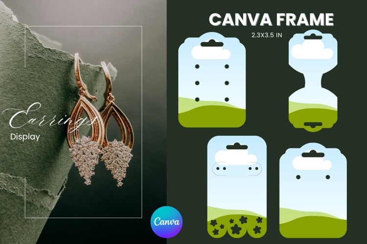 Earrings Display CANVA FRAME Card Template Jewelry Holder_18