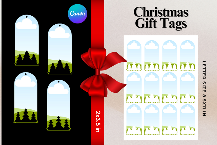 Christmas Gift Tags Canva Frame DIY Labels Editable Bag Tag