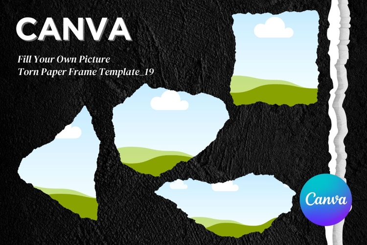 Torn Paper Ripped Text Box Canva Frame Photo Template_19