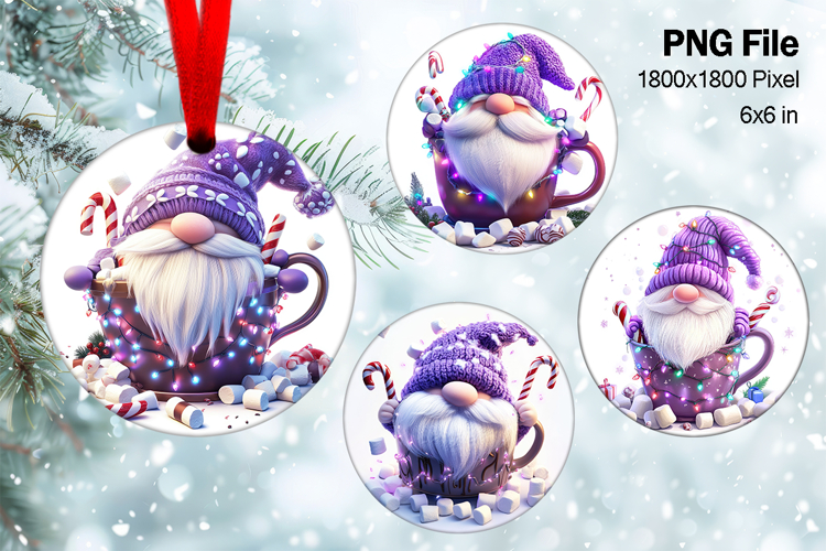 Gnome Santa Christmas Ornament Snow Decorate Sublimation_19