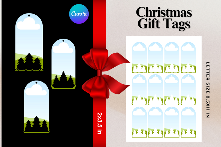 Christmas Gift Tags Canva Frame DIY Labels Editable Bag Tag