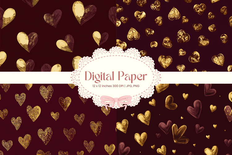 Heart Pattern Background Wallpaper Valentines Digital Paper