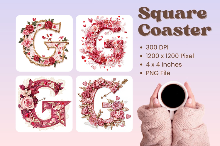 Letters Valentine Square Coasters Love Heart Accessories_G