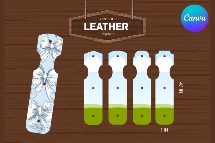 Belt Loop Leather Keychain Canva Frame Template Leather Tag2
