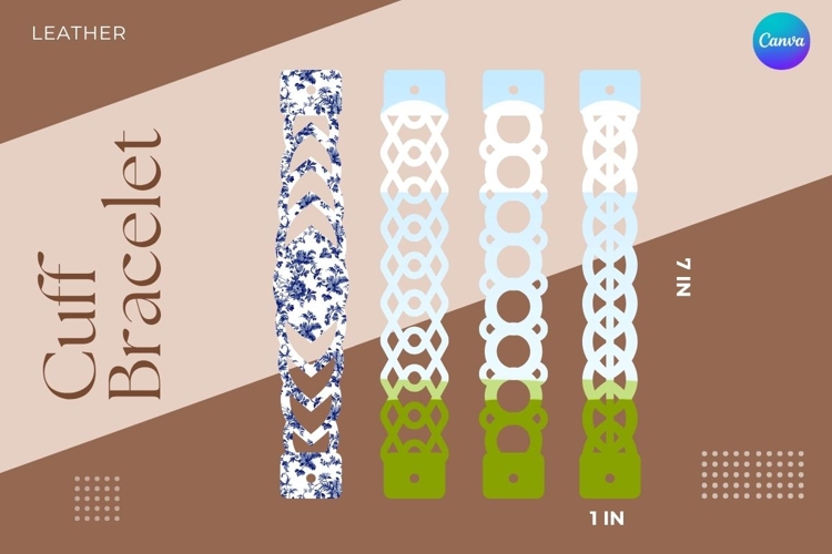 Leather Cuff Bracelet Canva Frame Wristband Template_2