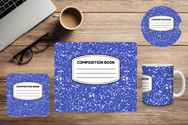 Composition Book Design School Mug Mouse Pad Car Coaster_2