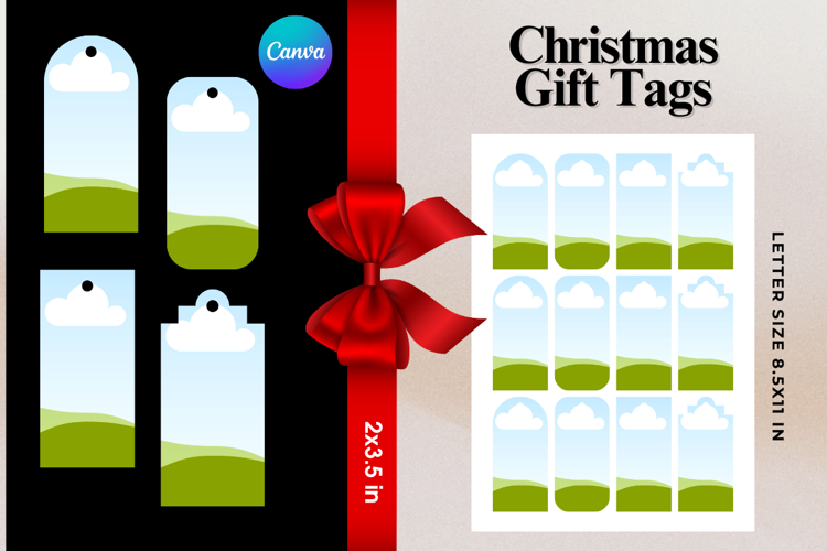 Christmas Gift Tags Canva Frame DIY Labels Editable Bag Tag