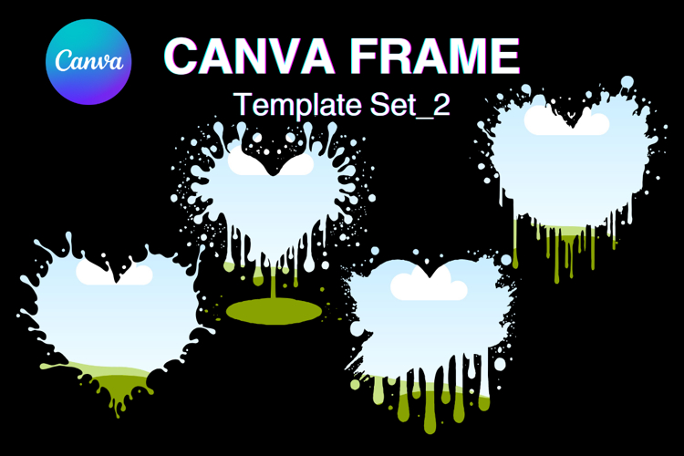 Valentine Heart Drip Canva Frame Template Bleach Effect_2