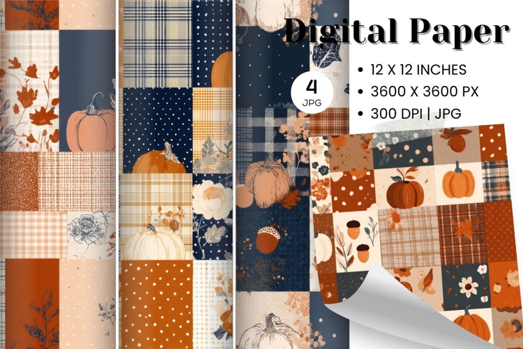 Pumpkin Patchwork Quilt Pattern Background Gingham Wallpaper