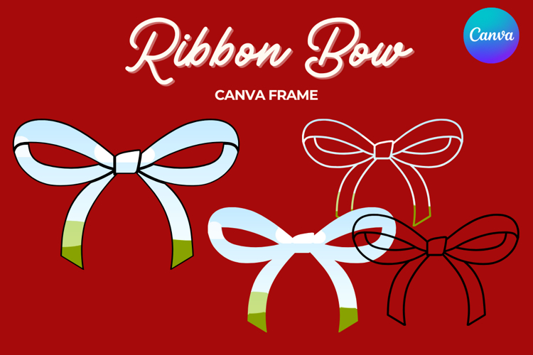 Coquette Bow Canva Frame Hand-Drawn Ribbon Mom life Design