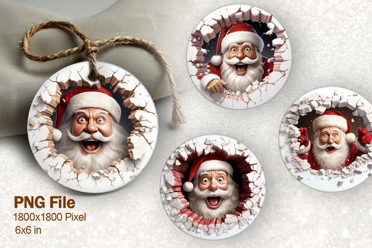 Christmas Ornament Funny 3D Santa Peeking Christmas Break