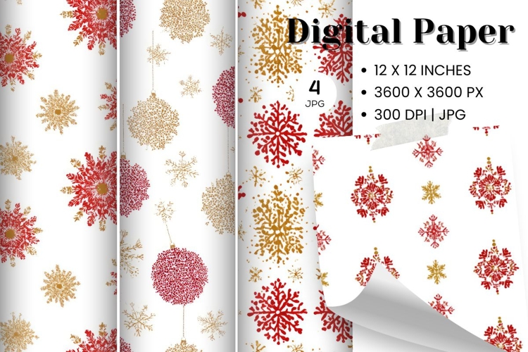 Red Snowflake Bokeh Sparkle Christmas Background Backdrop_2