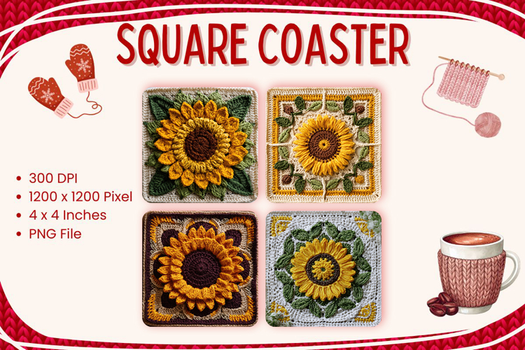Sunflower Square Coasters Accessories Pumpkin Fall Autumn_2
