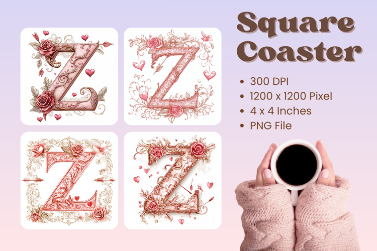 Letters Valentine Square Coasters Love Heart Accessories_Z