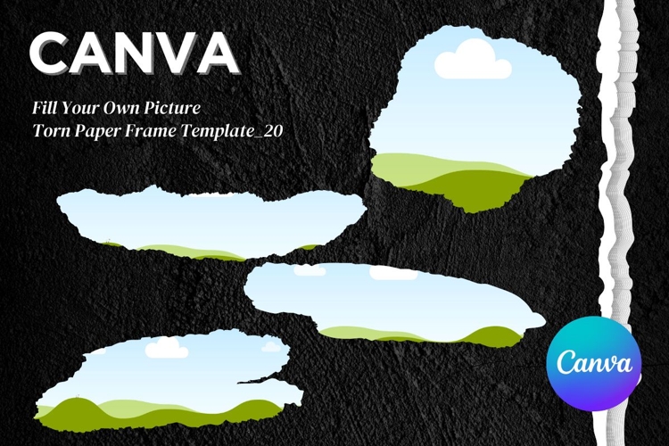 Torn Paper Ripped Text Box Canva Frame Photo Template_20