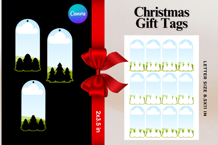Christmas Gift Tags Canva Frame DIY Labels Editable Bag Tag