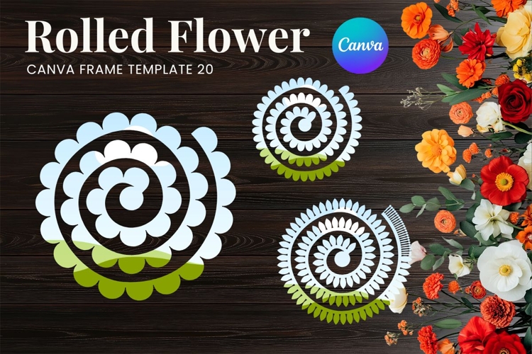 Rolled Flower Canva Frame Paper Flowers Canva Template_20