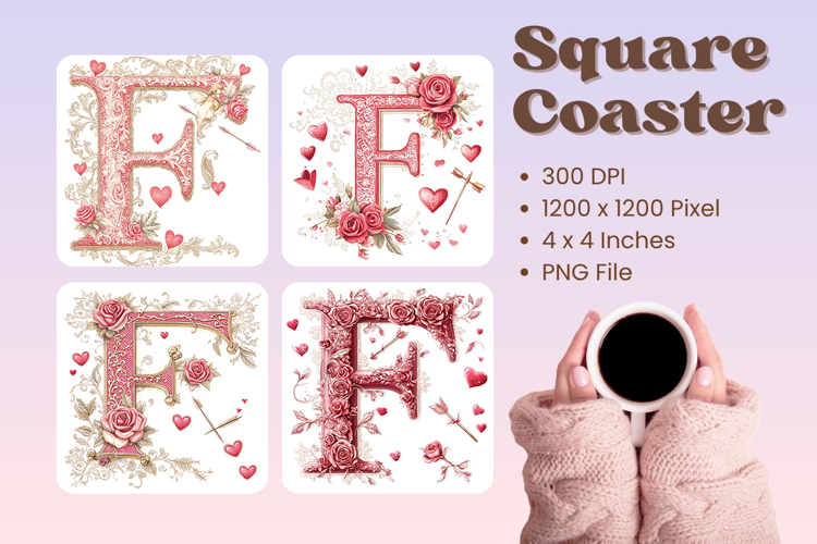 Letters Valentine Square Coasters Love Heart Accessories_F