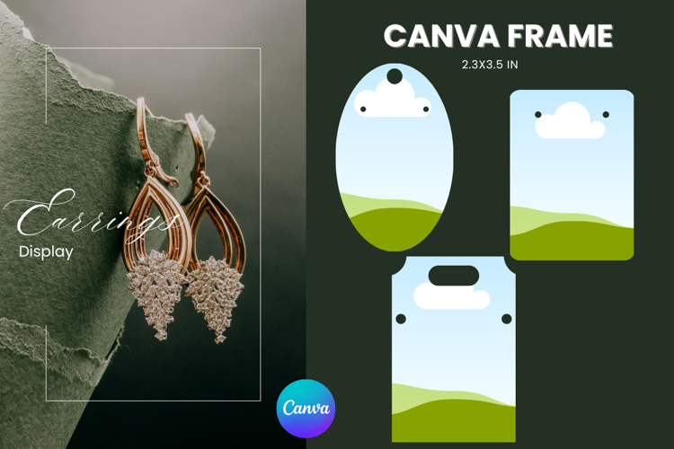 Earrings Display CANVA FRAME Card Template Jewelry Holder_21
