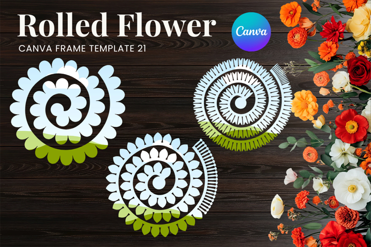 Rolled Flower Canva Frame Paper Flowers Canva Template_21