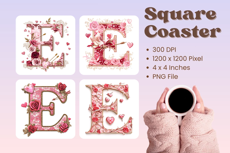 Letters Valentine Square Coasters Love Heart Accessories_E