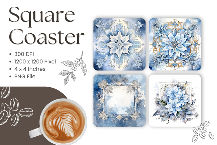 Snowflakes Square Coasters Christmas Accessories Keychain_22