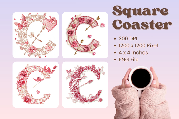 Letters Valentine Square Coasters Love Heart Accessories_C
