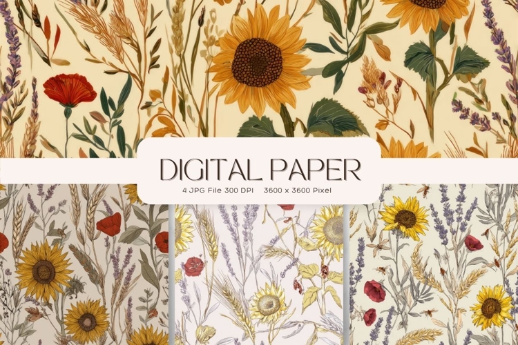 Sunflower Background Pattern Wallpaper Digital Paper_233