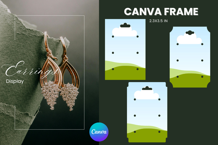 Earrings Display CANVA FRAME Card Template Jewelry Holder_24