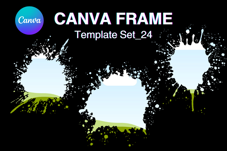Watercolor Splash Canva Frame Template Bleach Effect Frame24