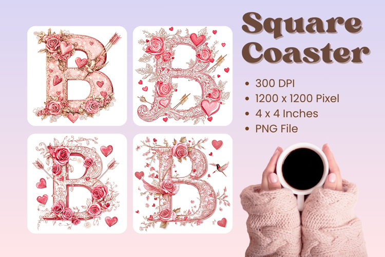 Letters Valentine Square Coasters Love Heart Accessories_B