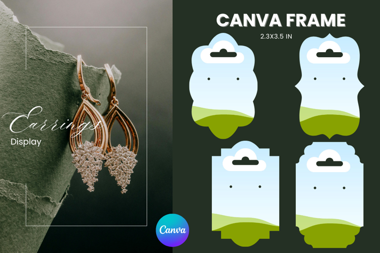 Earrings Display CANVA FRAME Card Template Jewelry Holder_25