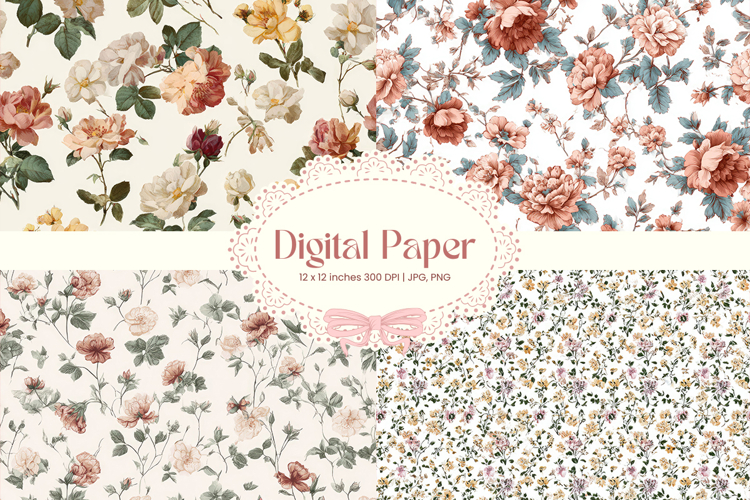 Flower Pattern Background Wallpaper Digital Paper_25
