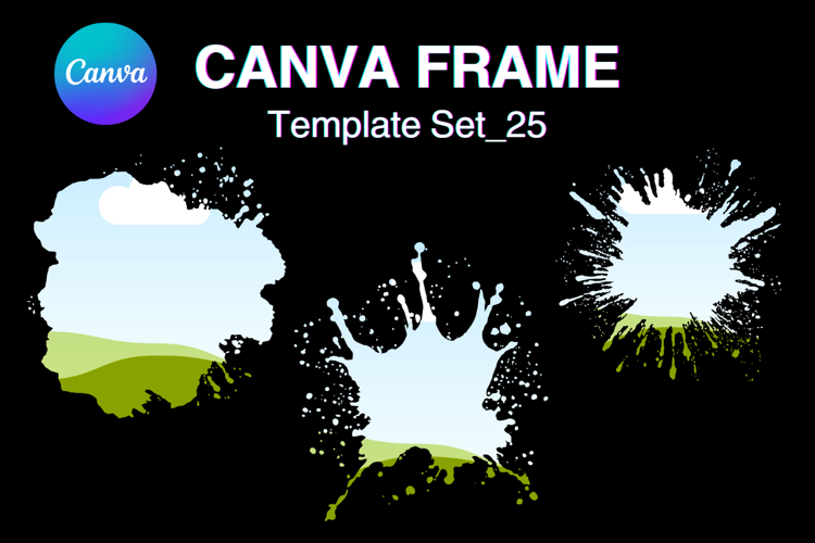 Watercolor Splash Canva Frame Template Bleach Effect Frame25
